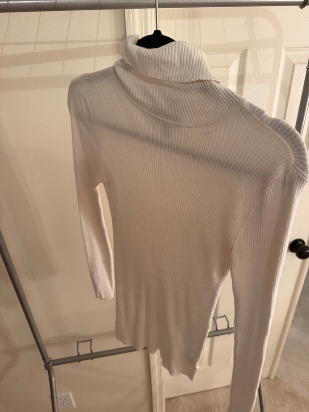 Express Cream Ribbed Turtleneck Sweater